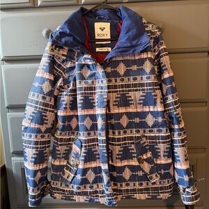 Roxy Navy and Maroon Patterned Jacket